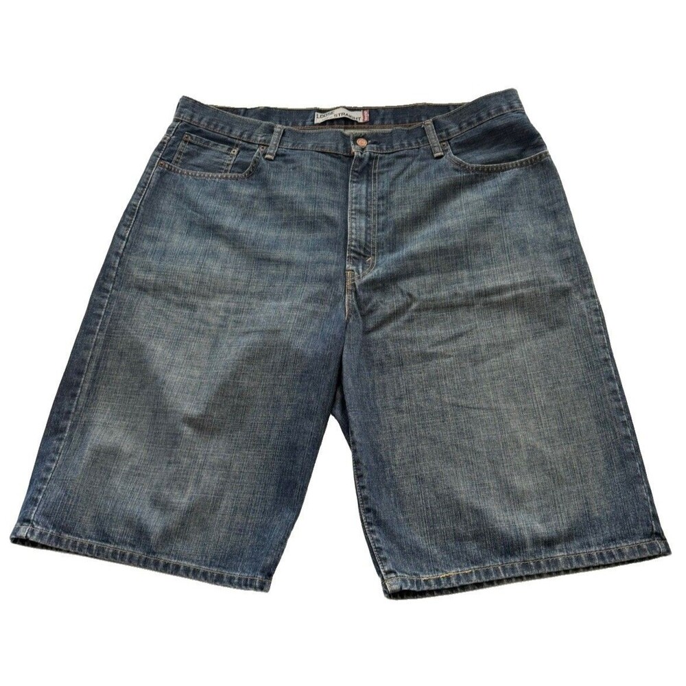 Levis 569 Loose Straight Denim Shorts Mens 42 Fade Wash Blue Jean Y2K 2010